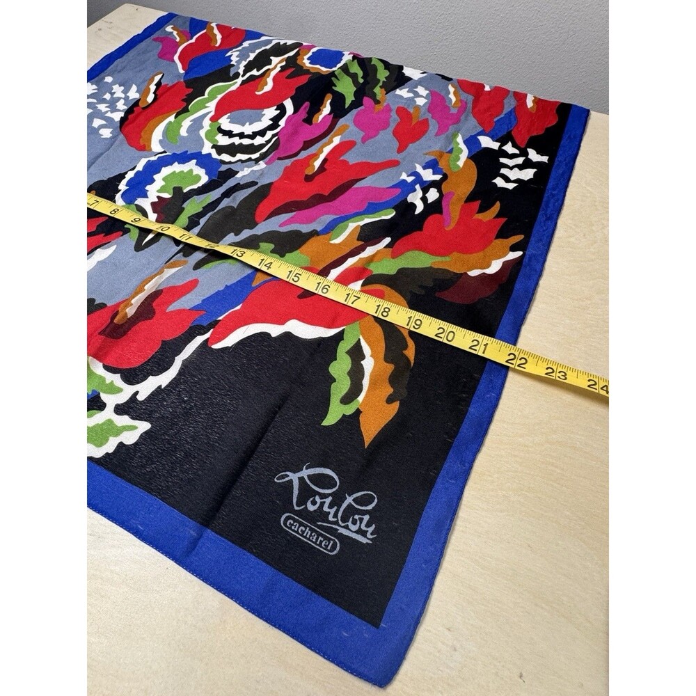 Vintage 80s Cacharel Paris Lou Lou Abstract Print Scarf Made in Italy Multicolor - Picture 6 of 7